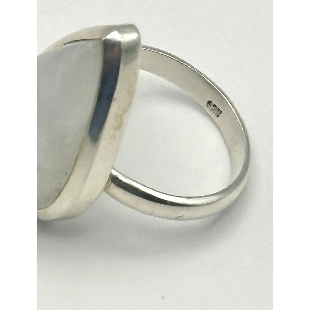Rainbow Moonstone Sterling Silver Ring Size 8.5